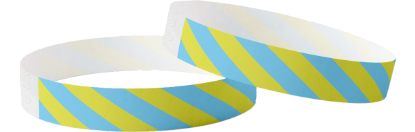 Effen Tyvek gestreept blauw en geel